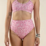 Reversible High Waist Bottom - Pink Foliage / Burnt Orange