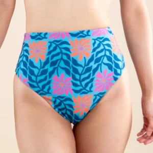 Reversible High Waist Bottom - Blue Verdure / Prussian