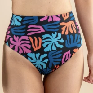 Reversible High Waist Bottom - Coral Element Black / Indigo